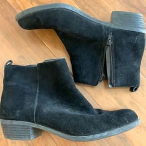 Vince camuto black suede booties mini heel